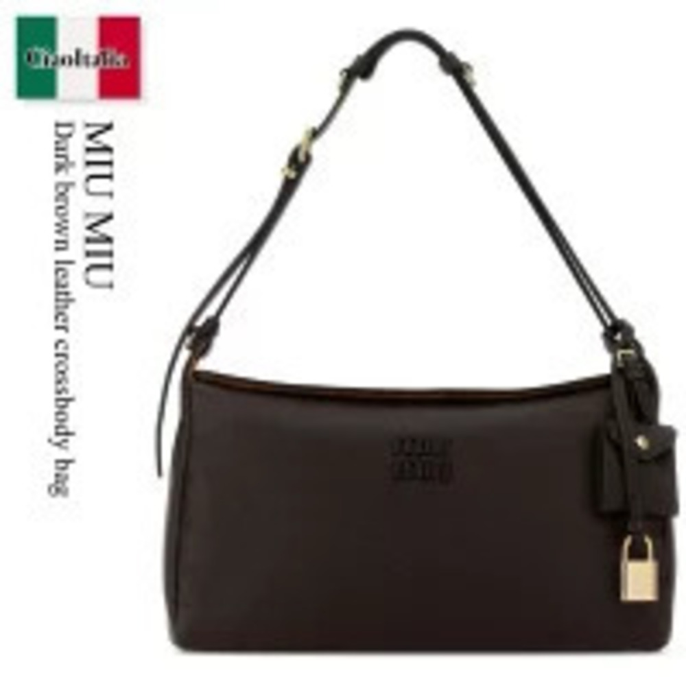 Miu Miu Bag Dark Brown Leather Crossbody Shoulder Pouch